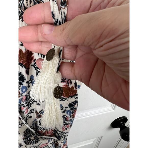 Ivory Floral Print Halter Open Back Maxi Dress American Eagle Medium Boho - Picture 4 of 10